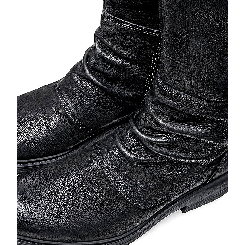 Men shoes Martin boots men's high-top long barrel thick bottom side zipper British retro middle-top leather shoes men's motorcycle boots
