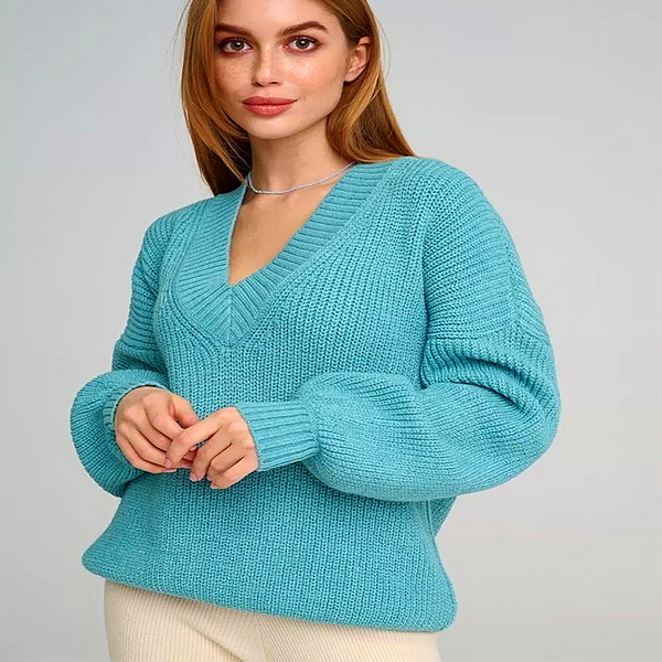 Women's Casual V-Neck Loose Knit Sweater