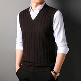 Men vest knitted vest men's new business casual middle-aged  V neck vest