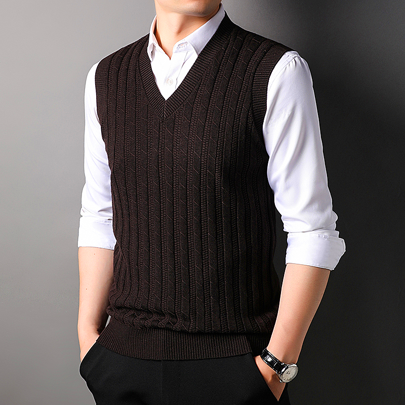 Men vest knitted vest men's new business casual middle-aged  V neck vest