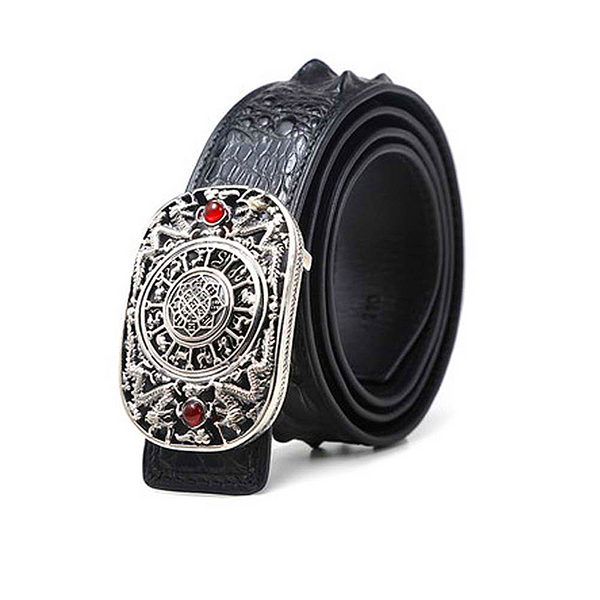 Men belt crocodile belt  Sterling silver  crocodile  business  leisure men belt  tide