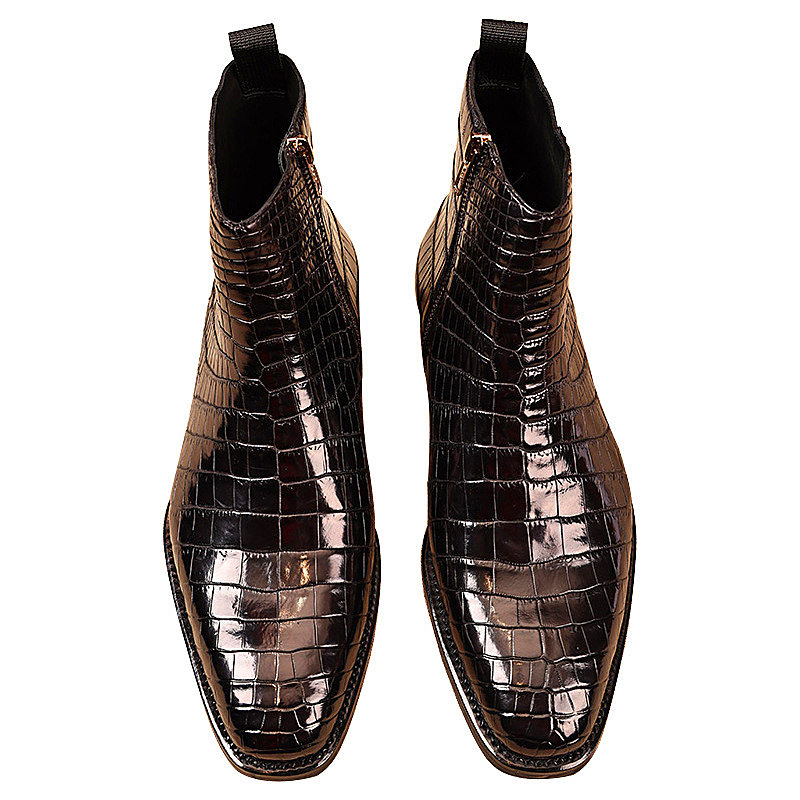 Men shoes Crocodile Leather Chelsea Boots Flat Casual Business Men's Genuine Leather Dress Shoes Men