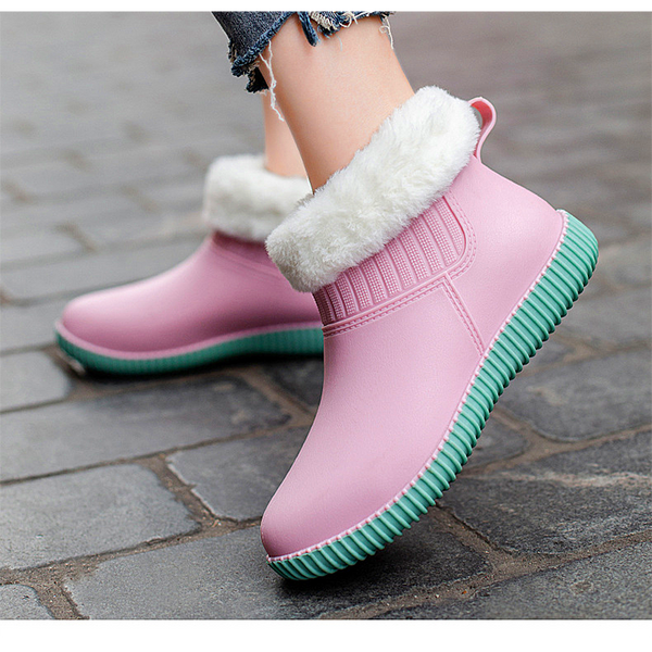 Women shoes Rain Boots Women Rubber Trend Water Shoes Four Seasons Warm Rain Boots Work Shoes Light Non-slip Short Rubber Shoes