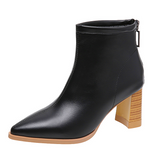 Women shoes pointed toe  autumn and winter new style women's thick heel fashion women's short boots with a rear zipper