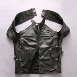 Men motorcycle riding suit men's leather stand-up collar slim bike suit first layer cowhide jacket