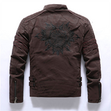 Men's Autumn and Winter Scrub Leather Clothes Fashion Slim Fit Brushed PU Jacket Motorcycle Tide Brand Slim Fit Jacket