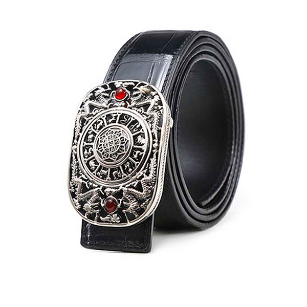 Men belt crocodile belt  Sterling silver  crocodile  business  leisure men belt  tide