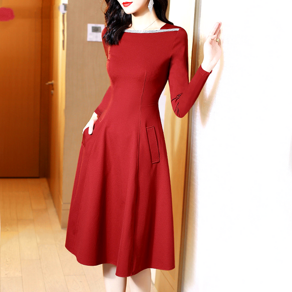 Women dress Retro Hepburn Style Waist Closing Slim Feminine Dress