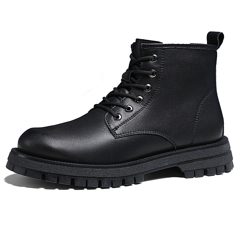 Men shoes boots men's British style winter plus velvet men's shoes Chelsea mid-top high-top leather shoes