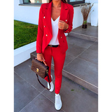 Women Suit jacket metal buckle double breasted small suit women female