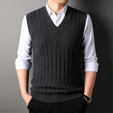 Men vest knitted vest men's new business casual middle-aged  V neck vest