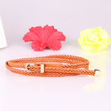 Women belt woven belt pin buckle wild thin belt ladies rope belt decoration