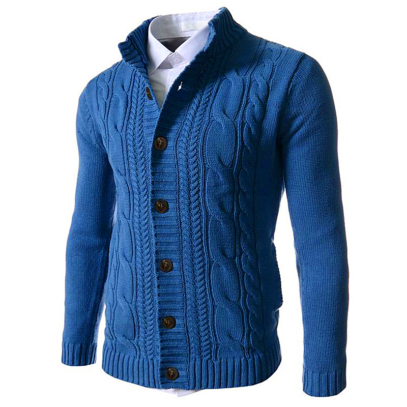 men Fall/Winter  Casual Single-Breasted Stand-up Collar Cardigan Sweater Men Loose Plus Size Jacket Men Knitwear
