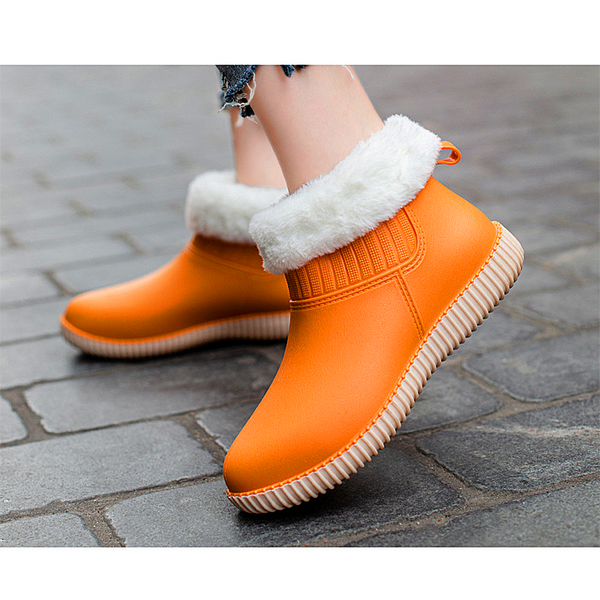 Women shoes Rain Boots Women Rubber Trend Water Shoes Four Seasons Warm Rain Boots Work Shoes Light Non-slip Short Rubber Shoes