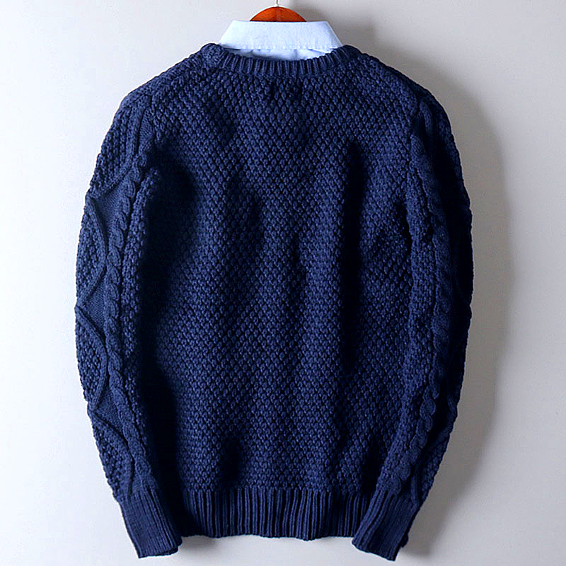Men's Round Neck Twist Sweater Warm Bottoming pullover cardigan sweatshirt