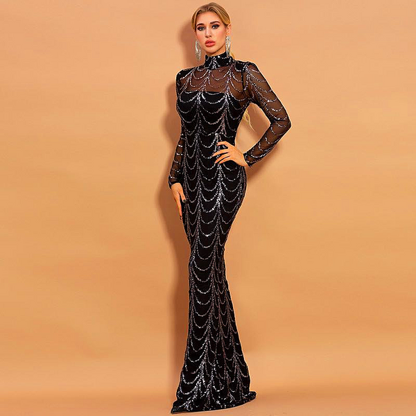 Women Maxi Dresses Long Sleeve Female Party Dresses