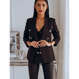 Women Suit jacket metal buckle double breasted small suit women female