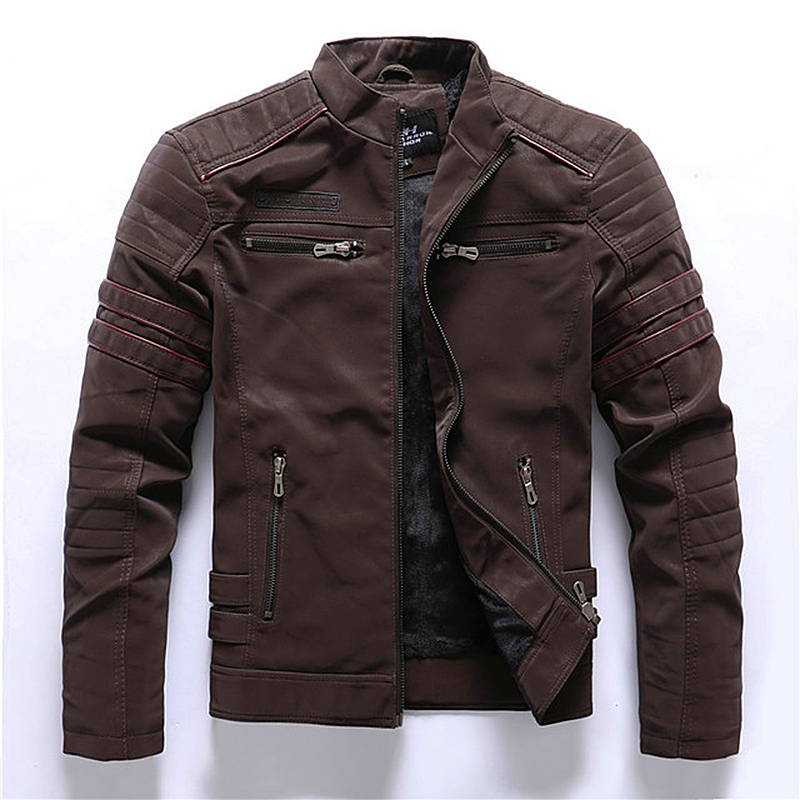 Men's Autumn and Winter Scrub Leather Clothes Fashion Slim Fit Brushed PU Jacket Motorcycle Tide Brand Slim Fit Jacket