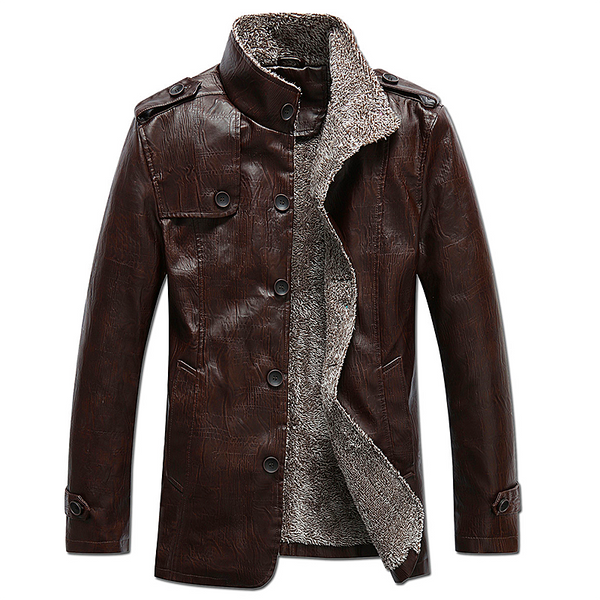 leather jacket men winter warm jackets coats male leather