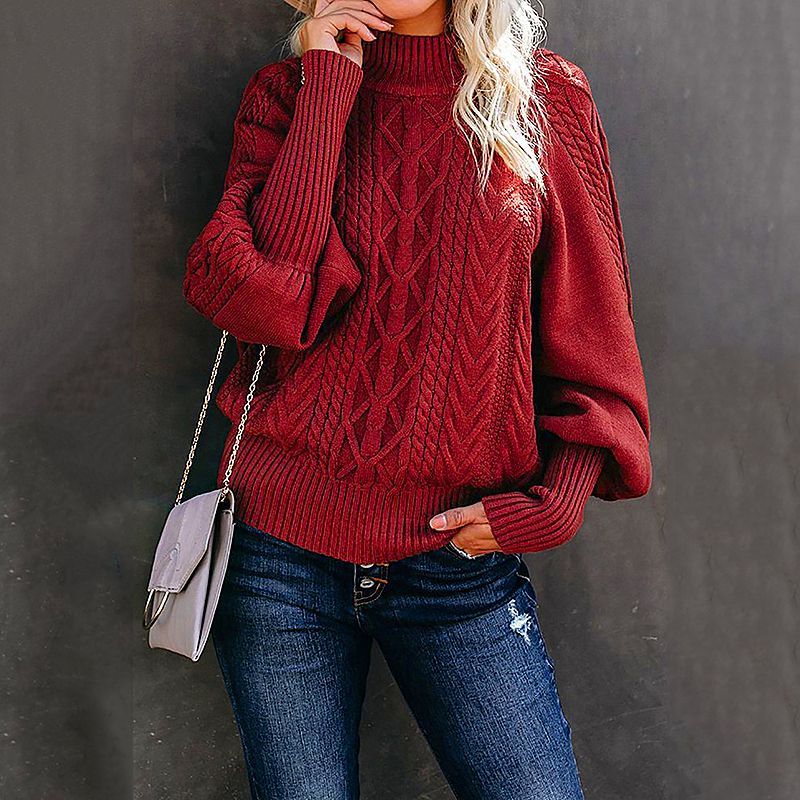 Ladies Loose Long-sleeved Knitted Solid Color Sweater women