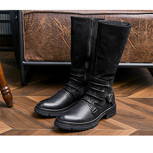 Men shoes Bambi Dillon's new leather high-top riding boots men's cowhide boots men's heightened British tooling boots men's Martin boots