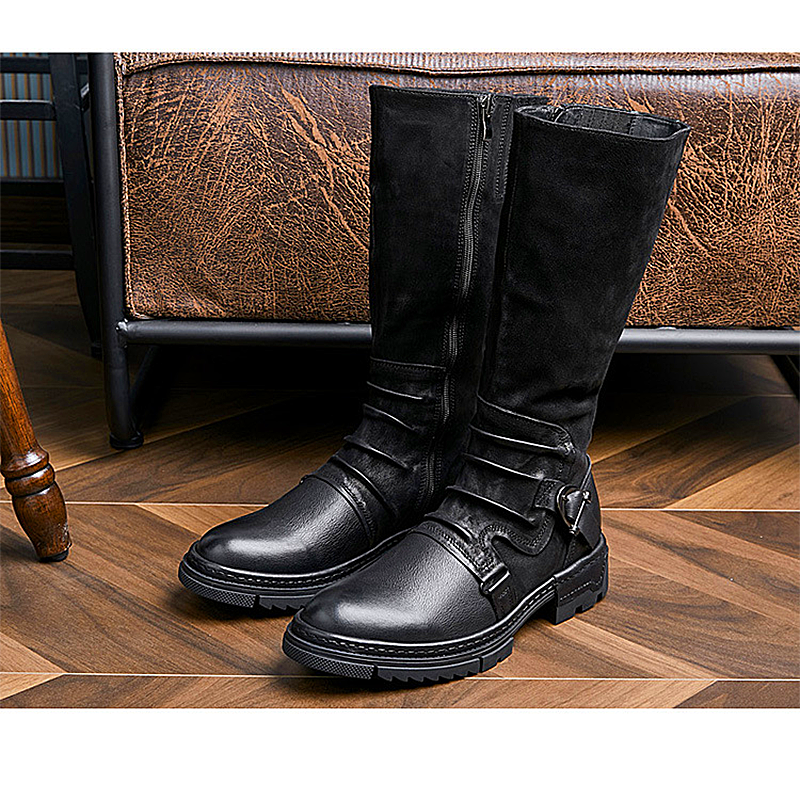 Men shoes Bambi Dillon's new leather high-top riding boots men's cowhide boots men's heightened British tooling boots men's Martin boots