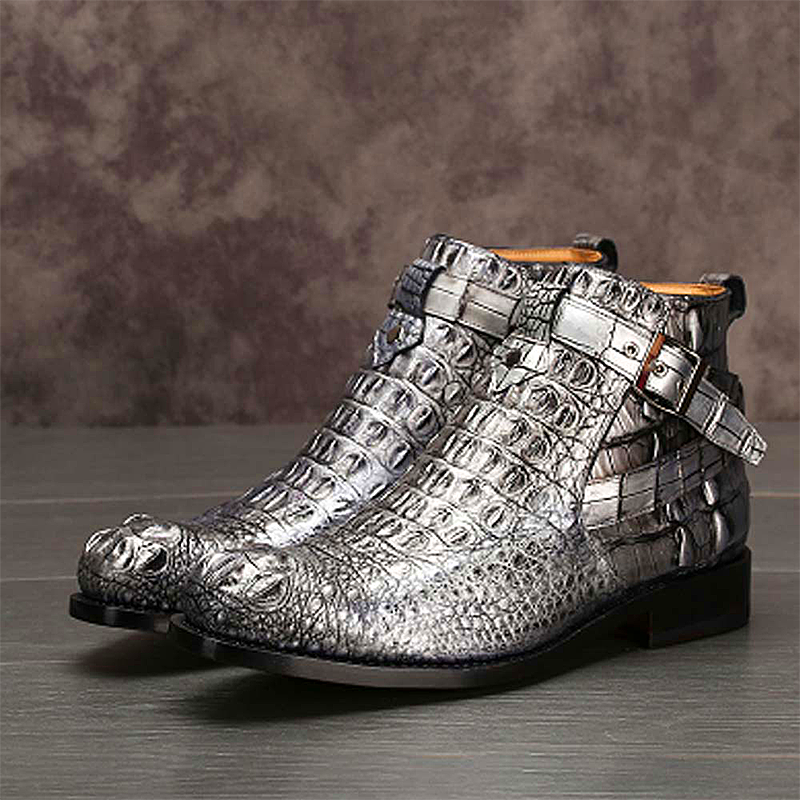 Men shoes crocodile leather men boots  popular fashion Men crocodile boots business  Short boots  High for boots