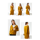 Women cashmere sweater women's autumn/winter two-piece dress Knitted cardigan V-neck midi slip dress