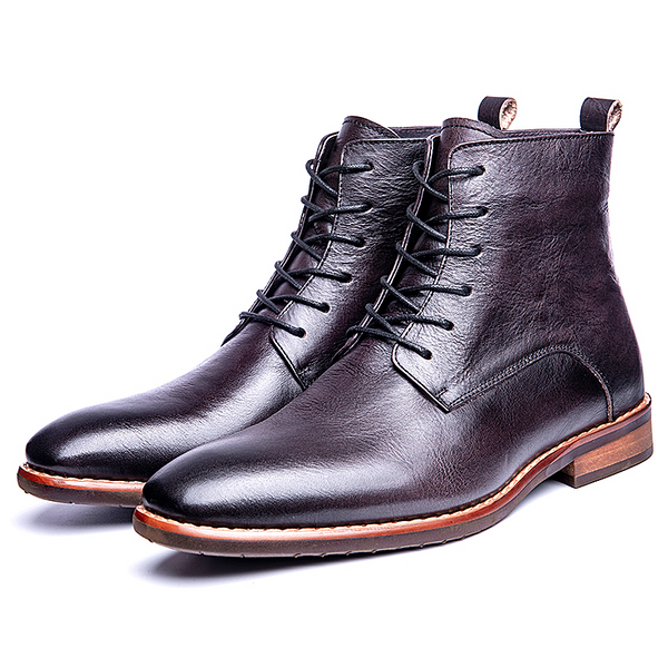 Men boots vintage polished motorcycle boots high top cowhide Chelsea boots men