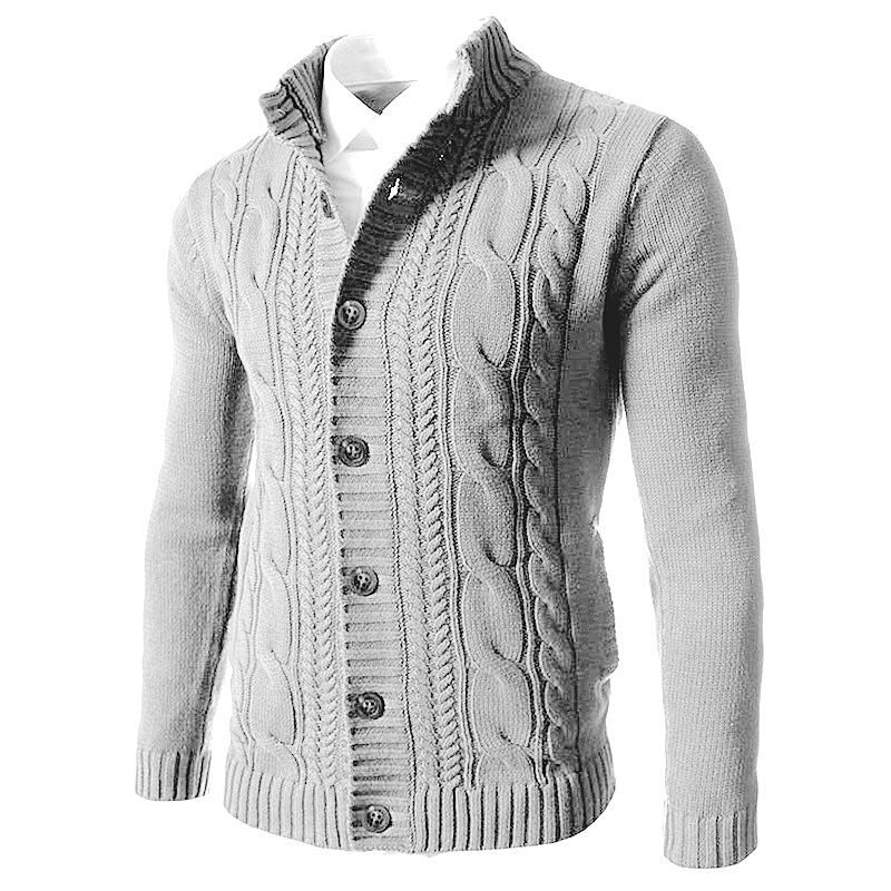 men Fall/Winter  Casual Single-Breasted Stand-up Collar Cardigan Sweater Men Loose Plus Size Jacket Men Knitwear