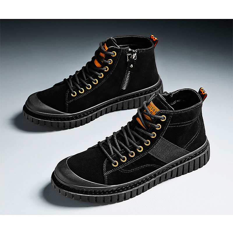 Men shoes new trend British style casual sneakers men's high-top tooling leather boots